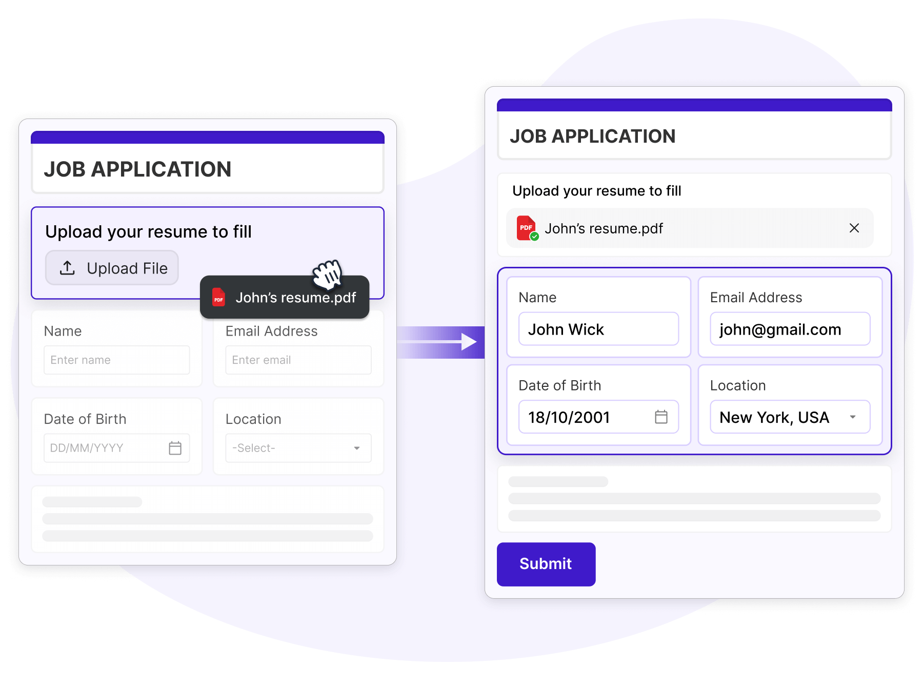 Autofill forms from uploaded documents