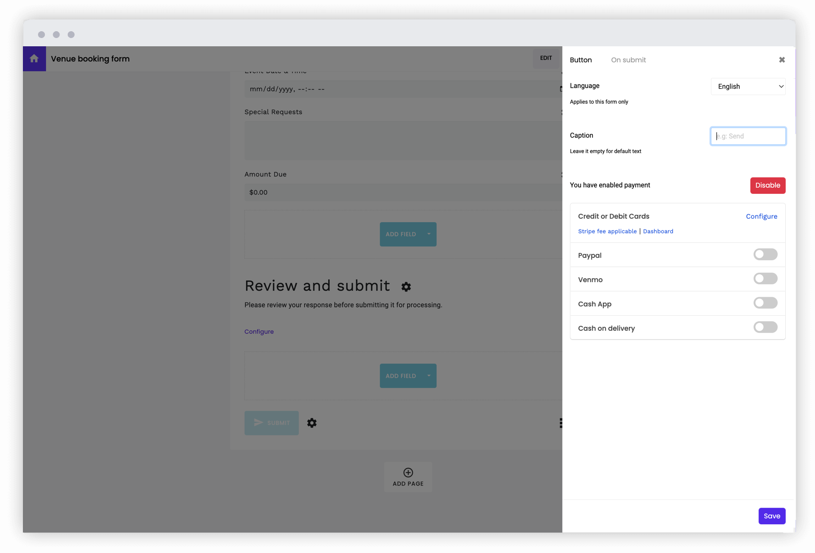 Fully automate payments by enabling card payments via Stripe